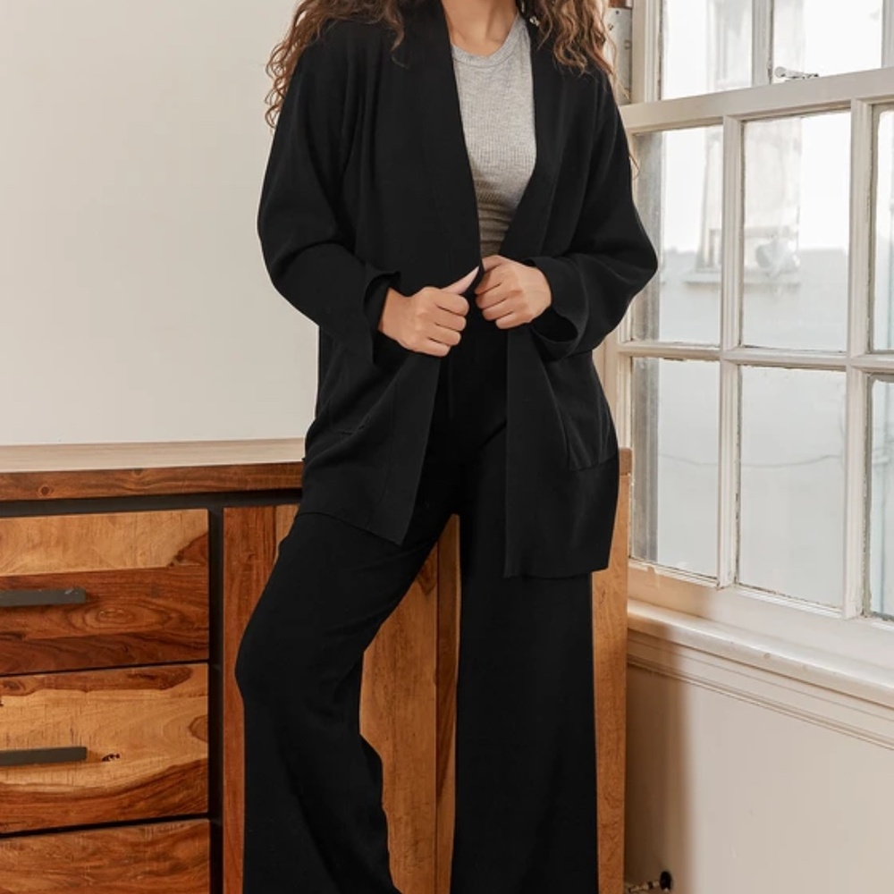 Lulus Leisure Lover Black Cardigan Sweater - Size M